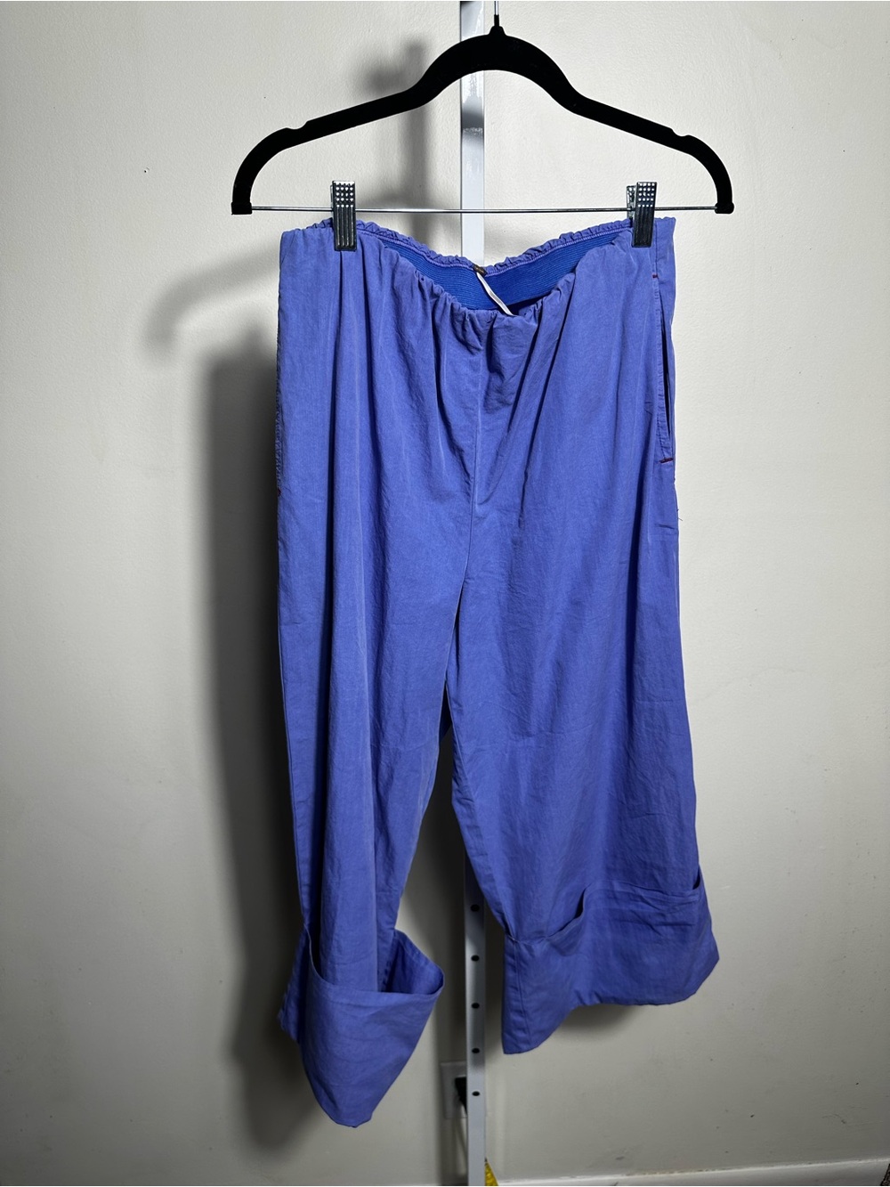 P93. Free People Step By Step Pants Medium Blue Wide Leg Pull On Cropped